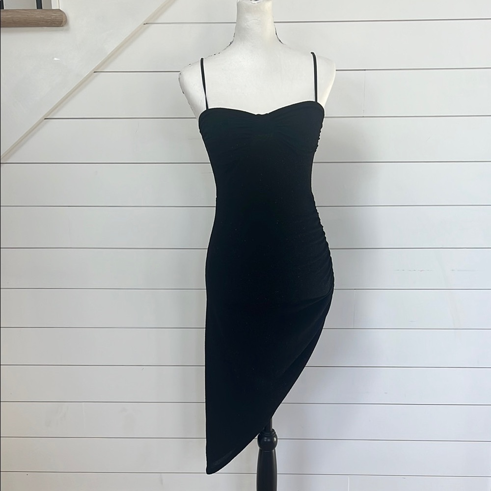 Leyva’s asymmetrical bodycon sweetheart black‎ sparkle dress women’s small
